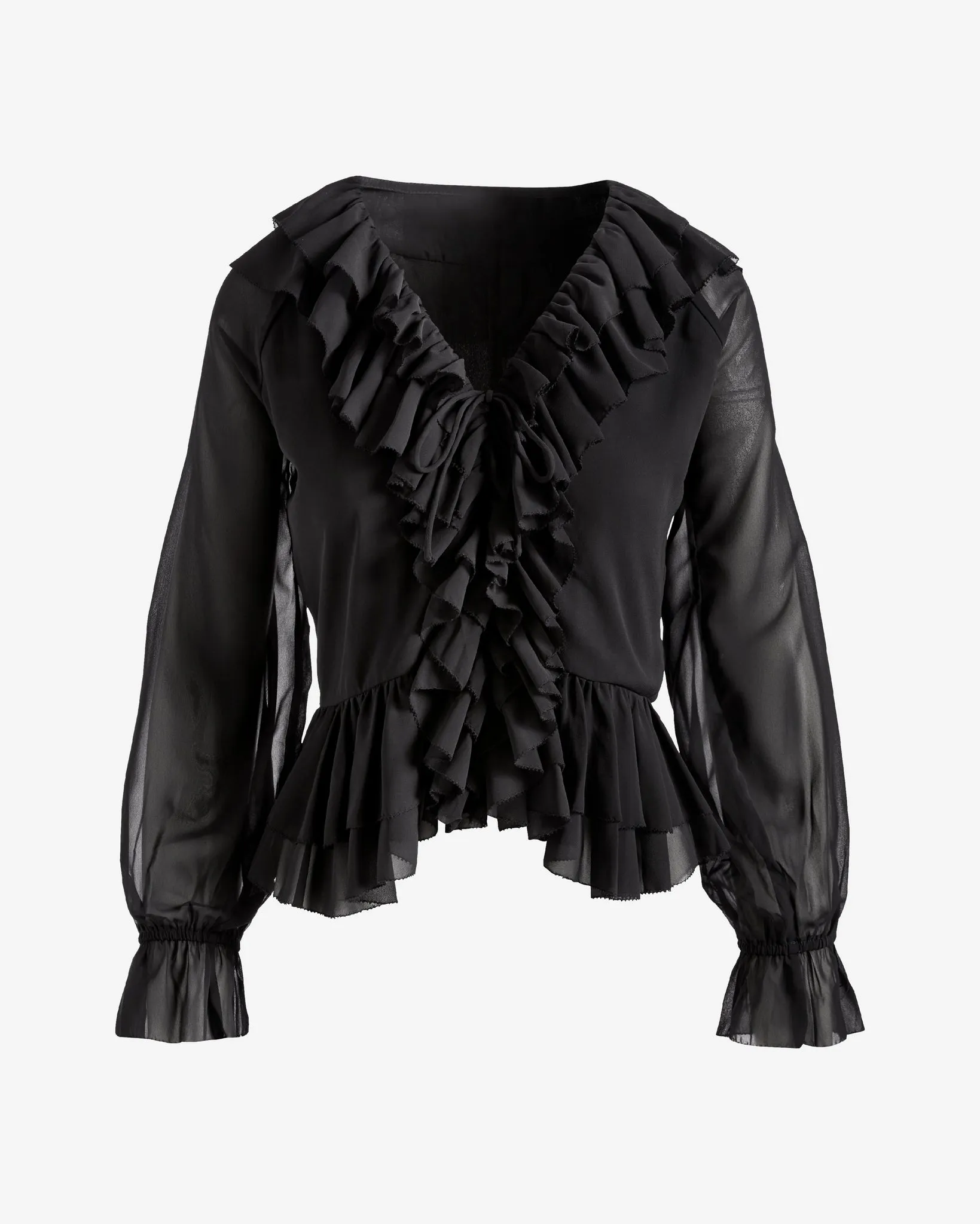 Ruffle Peplum Blouse Black sold by Boston Proper product image thumbnail 2
