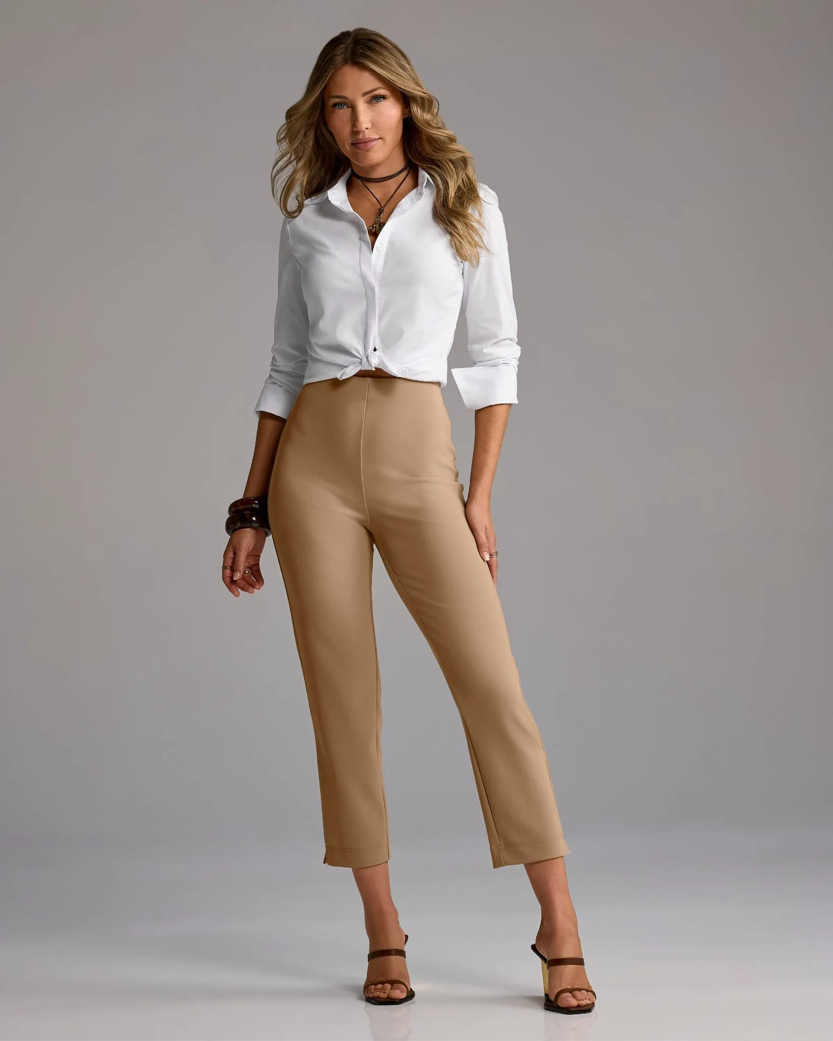 Beyond Travel Crop Pant Natural sold by Boston Proper