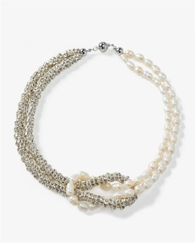 Knotted Pearl Necklace White/Silver sold by Boston Proper