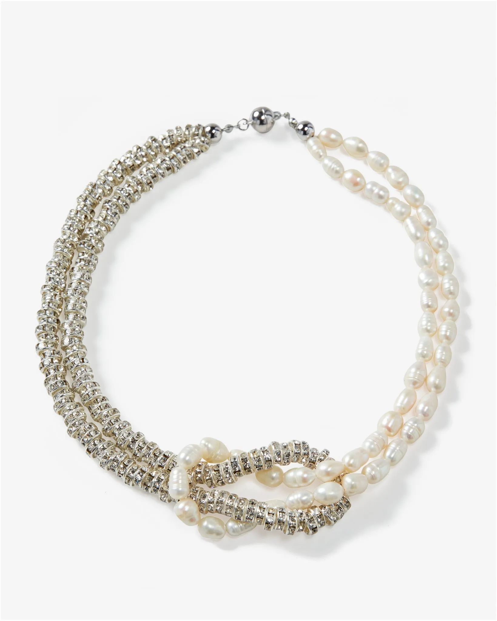 Knotted Pearl Necklace White/Silver sold by Boston Proper
