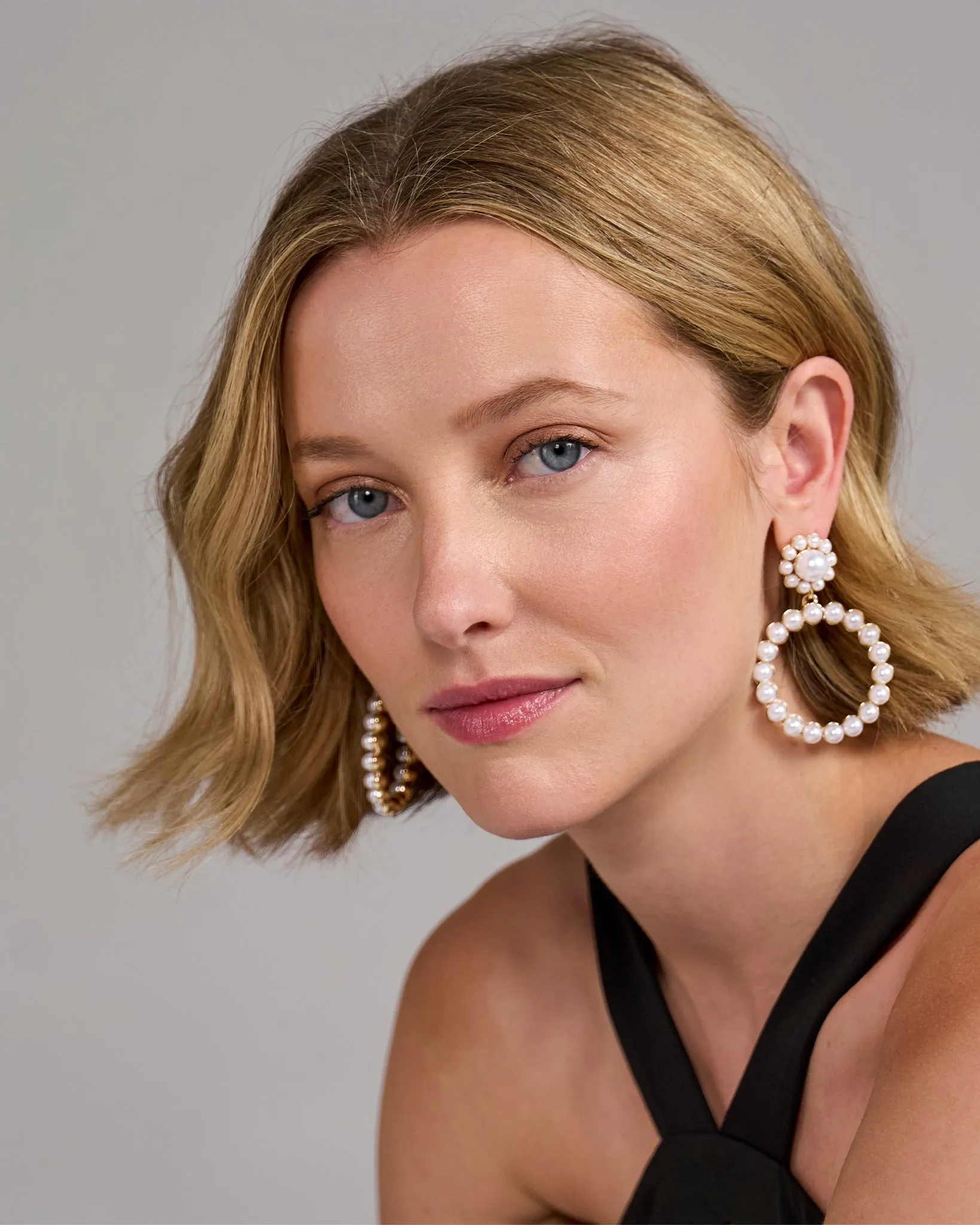 Pearl Drop Hoop Earring White/Gold sold by Boston Proper product image thumbnail 2