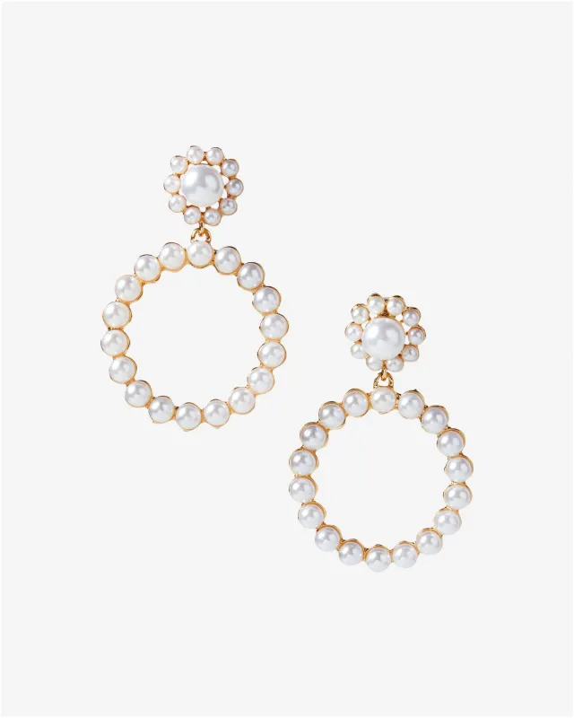 Pearl Drop Hoop Earring White/Gold sold by Boston Proper