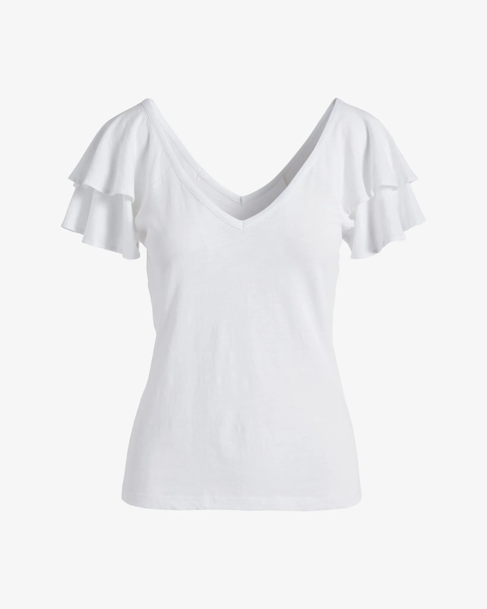 Slub Ruffled Sleeve Tee Pure White sold by Boston Proper product image thumbnail 2