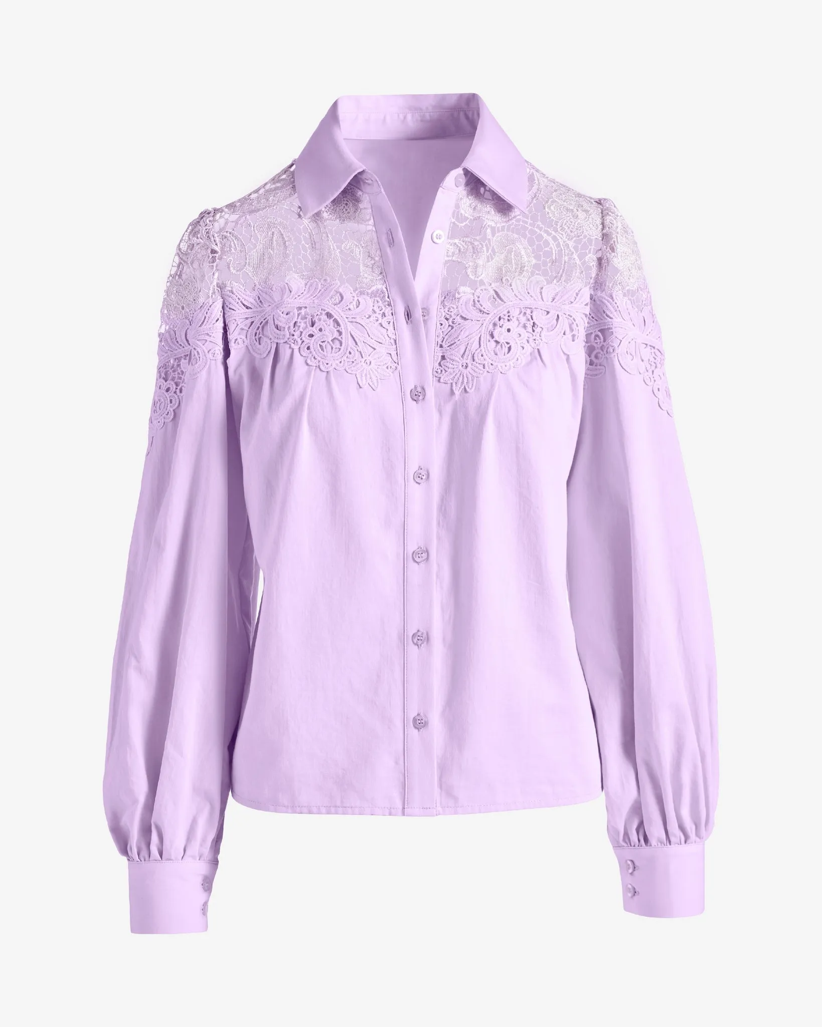 Lace Button Up Shirt Pastel Lilac sold by Boston Proper product image thumbnail 2
