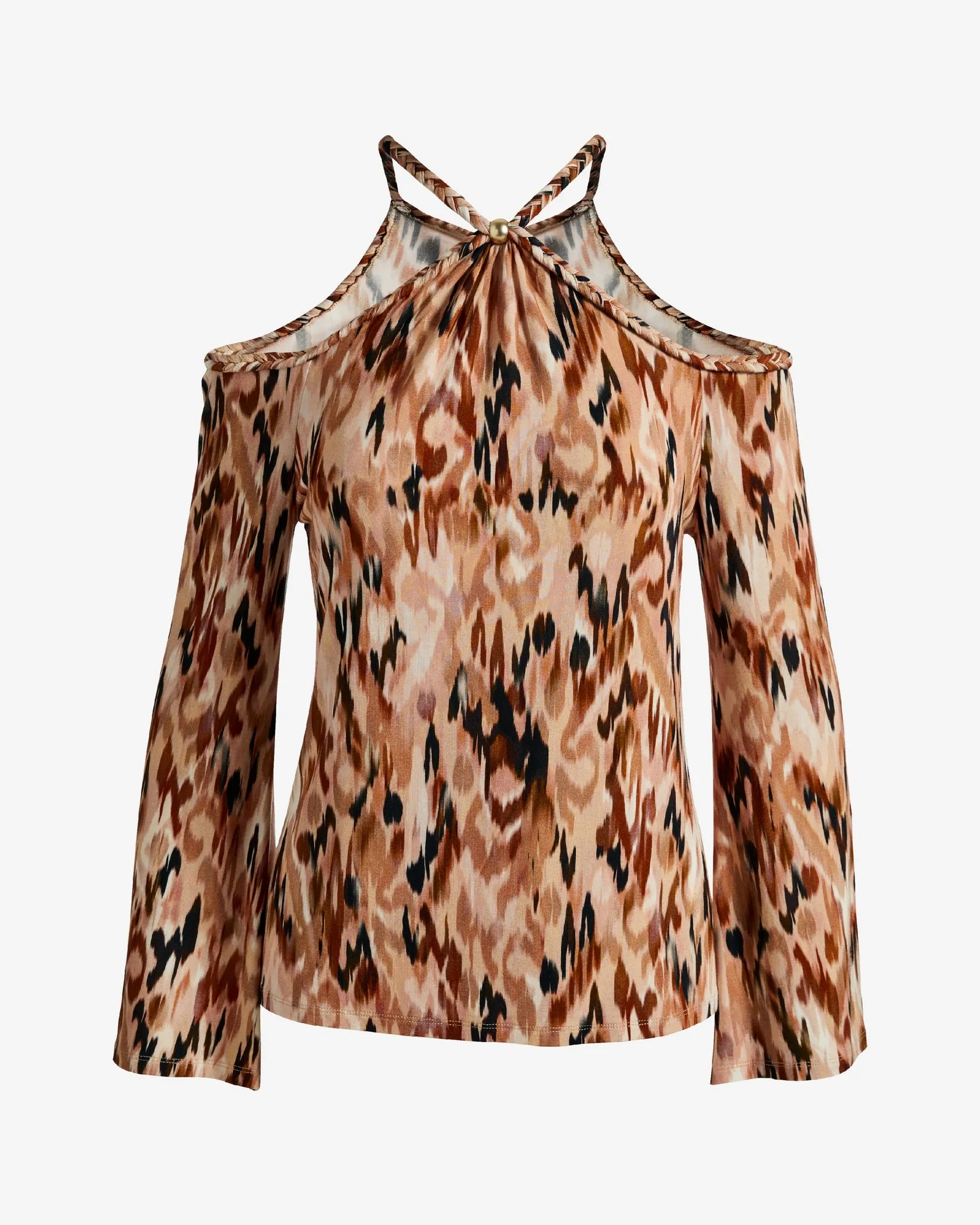 Printed Braided Detail Knit Top Animal Ikat sold by Boston Proper product image thumbnail 2