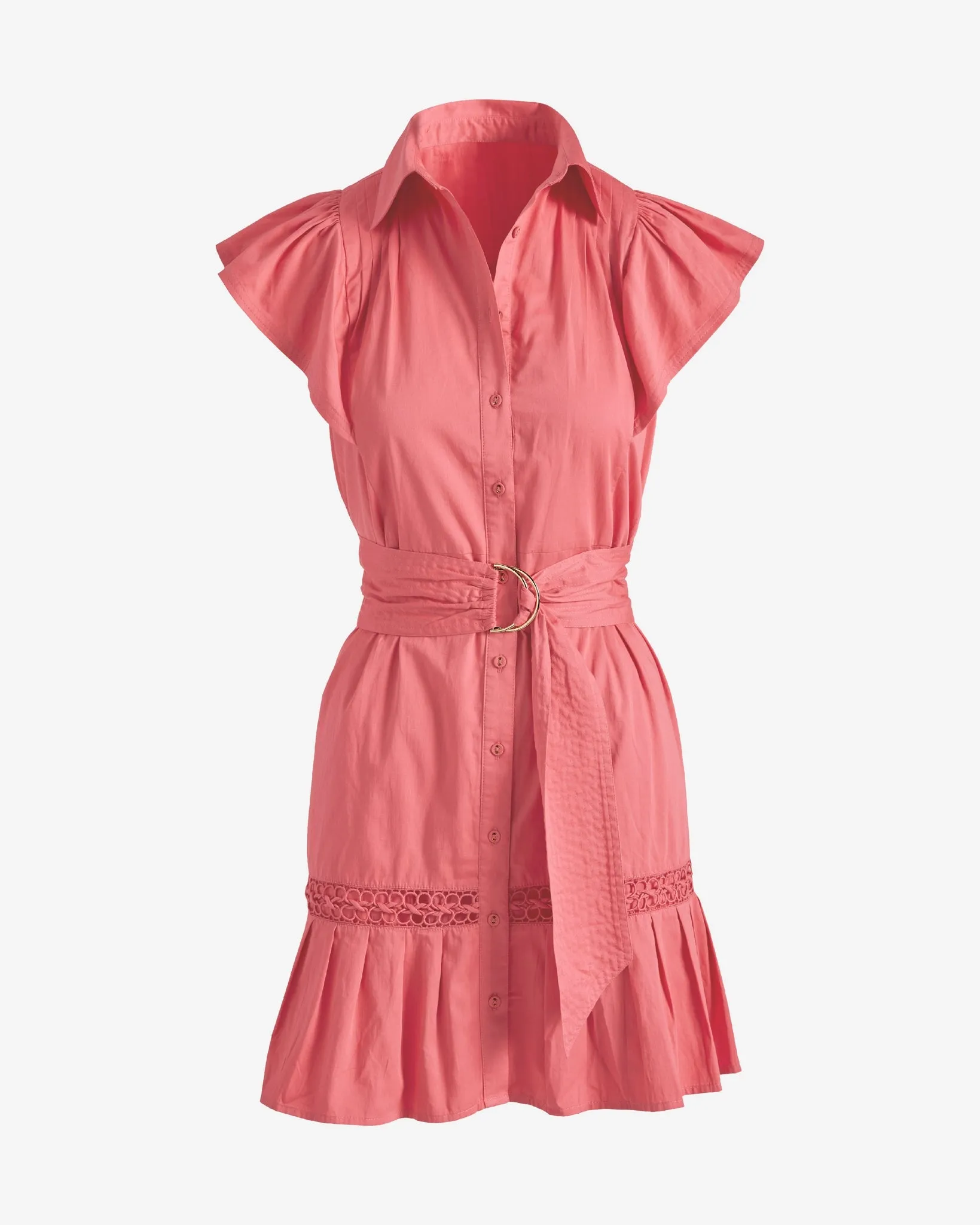 Belted Ruffle A-Line Shirt Dress Desert Rose sold by Boston Proper product image thumbnail 2