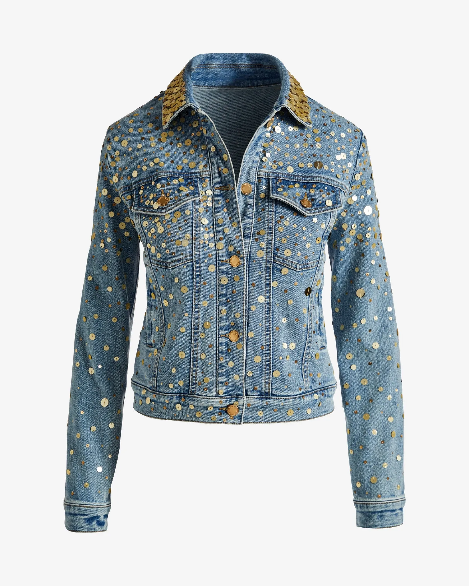 Ombre Sequin Embellished Denim Jacket Med Wash Denim sold by Boston Proper product image thumbnail 2