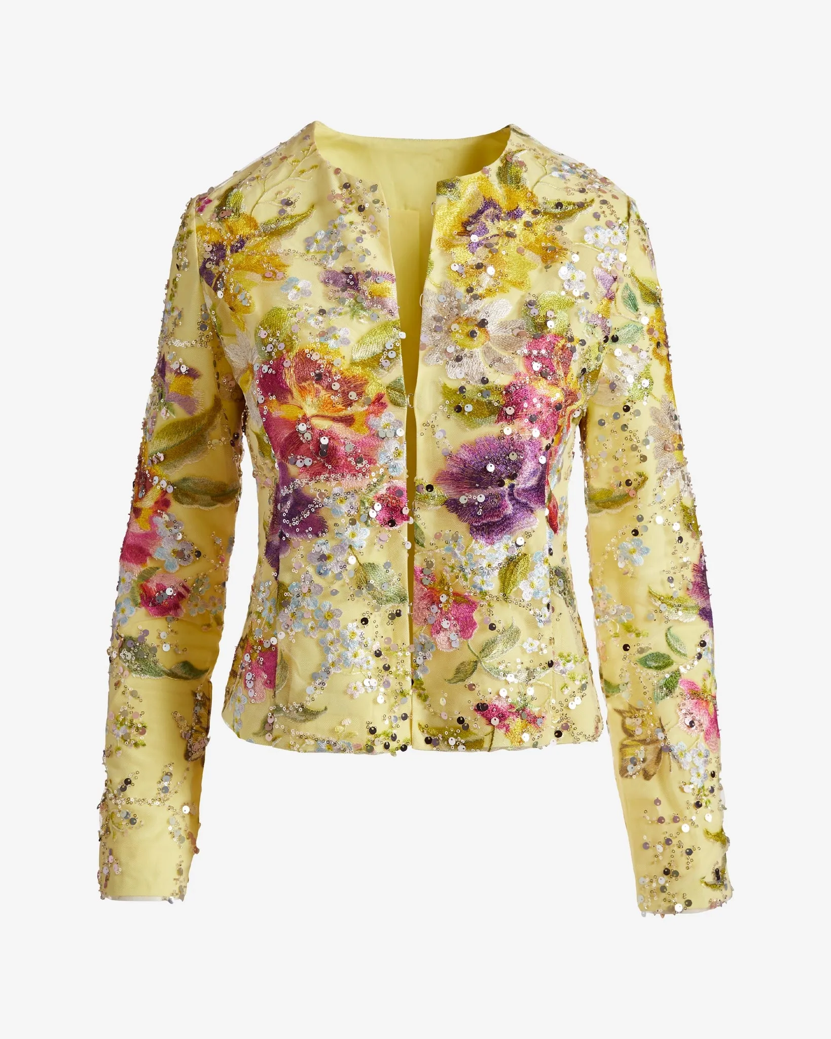 Floral Embroidered Sequin Jacket Pale Banana Multi sold by Boston Proper product image thumbnail 2