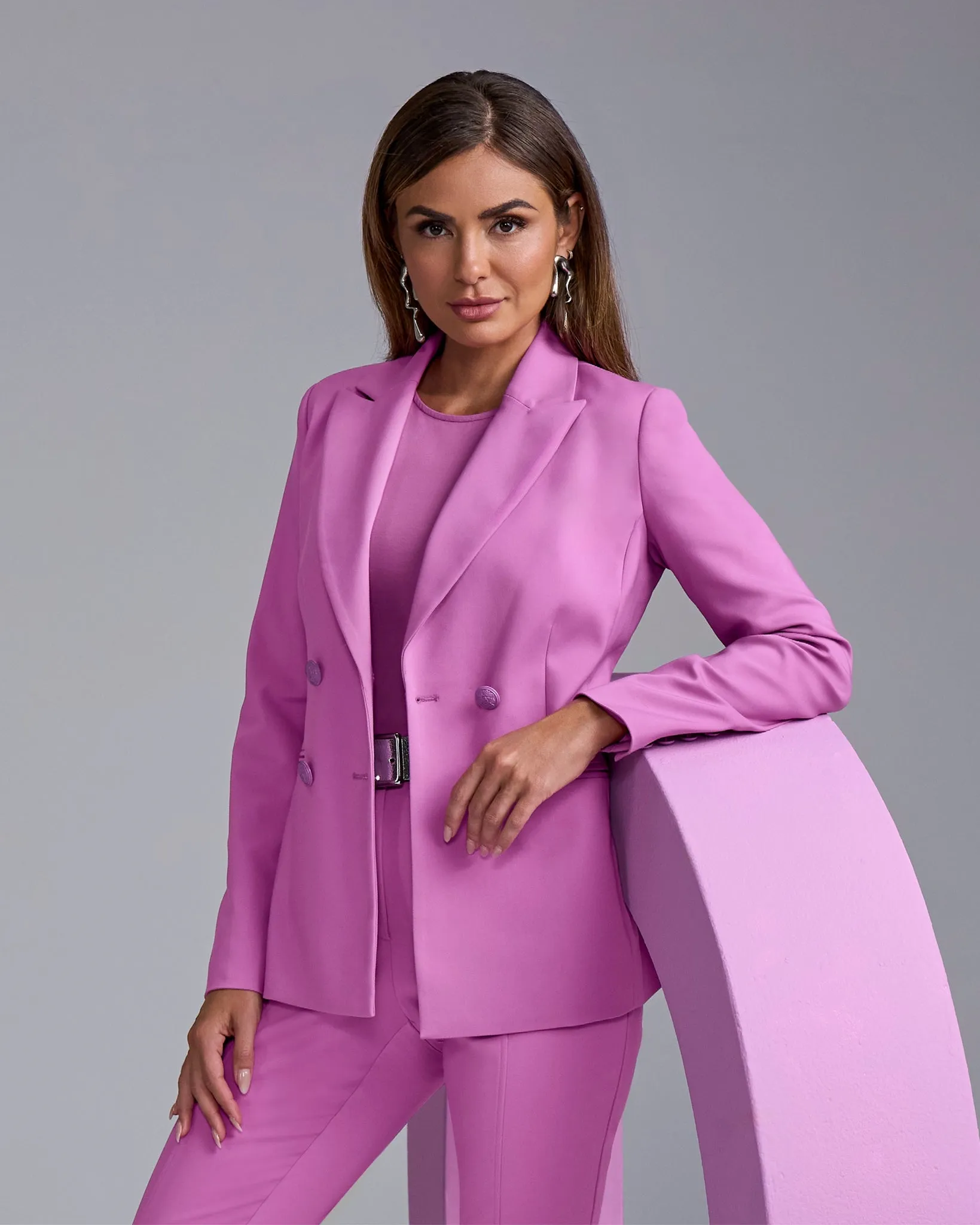 Chic Modern Double Breasted Blazer Radiant Orchid sold by Boston Proper