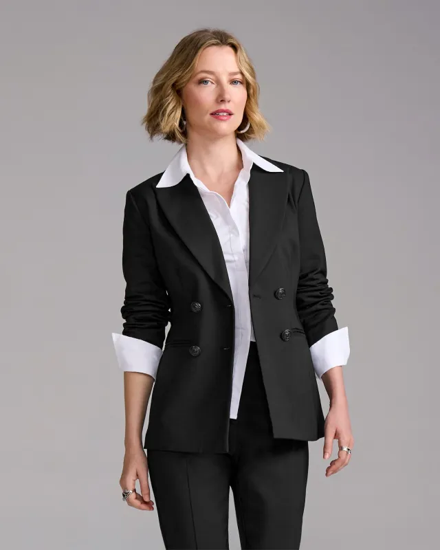 Chic Modern Double Breasted Blazer Black sold by Boston Proper