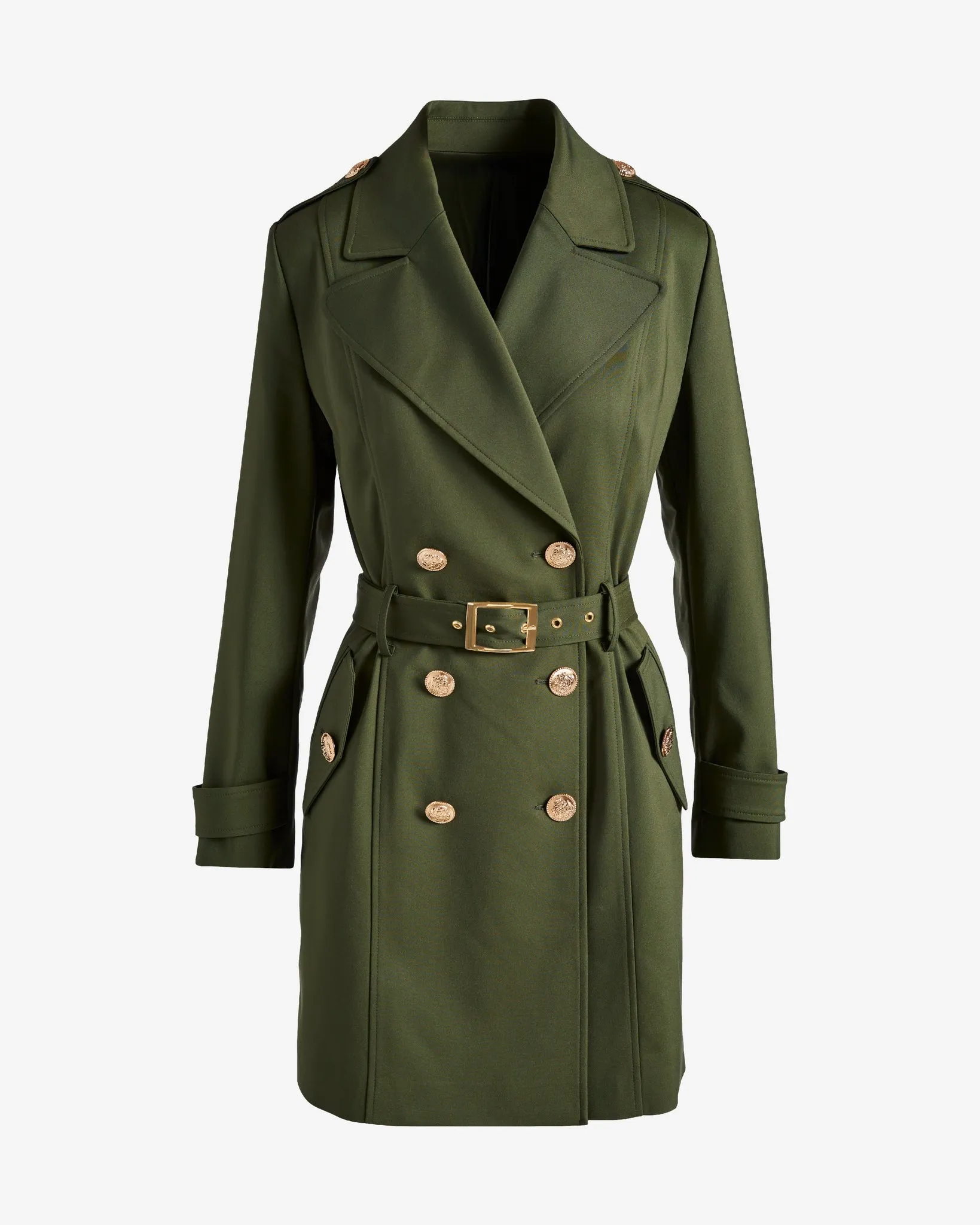 Modern Belted Mid Length Trench Olive Night sold by Boston Proper product image thumbnail 2