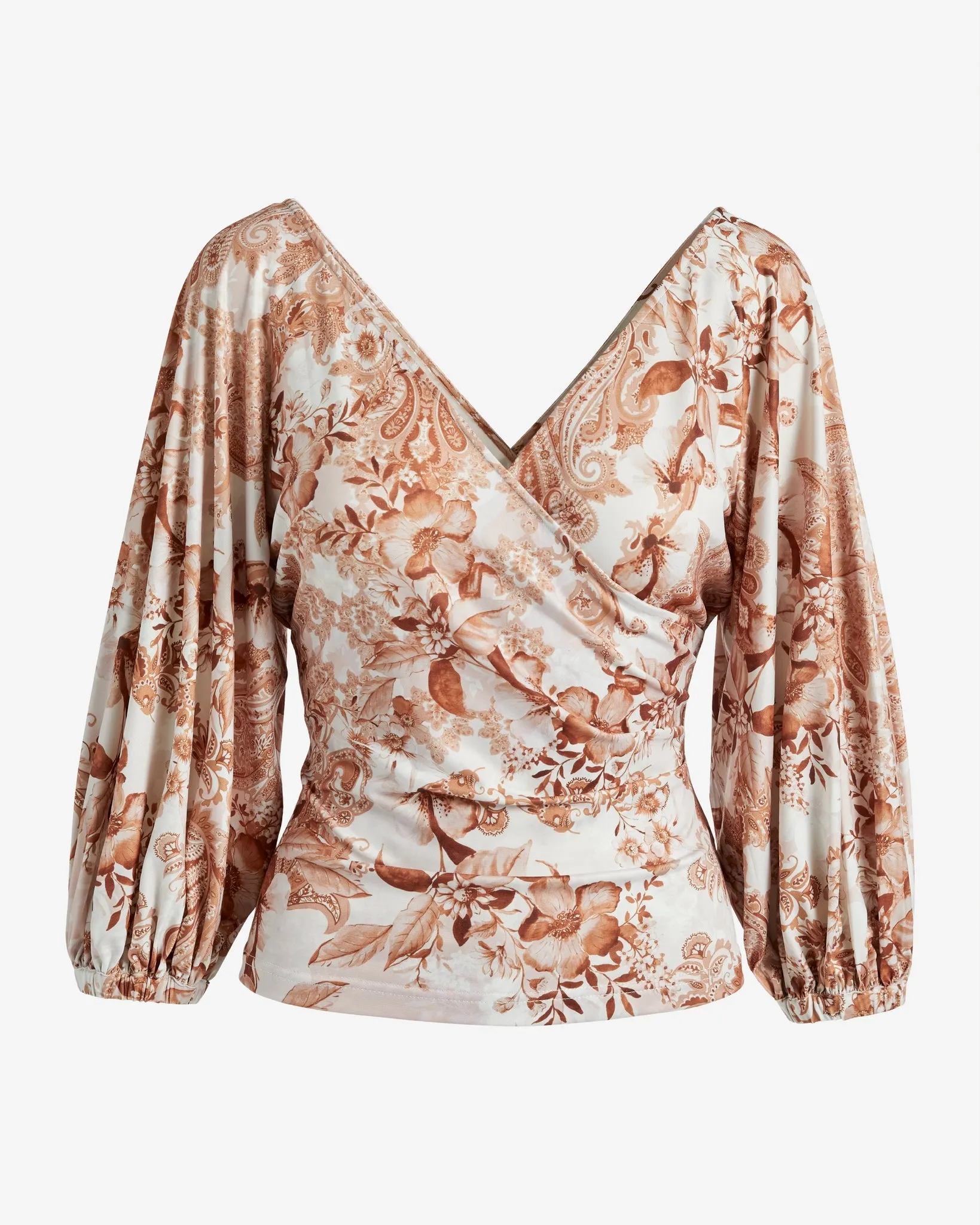 So Chic Printed Surplice Knit Top Paisley Fleur sold by Boston Proper product image thumbnail 2