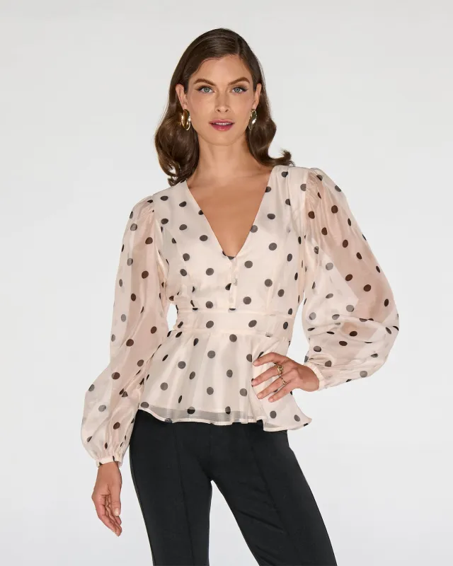 Printed Polka Dot Peplum Blouse Forever Dot sold by Boston Proper