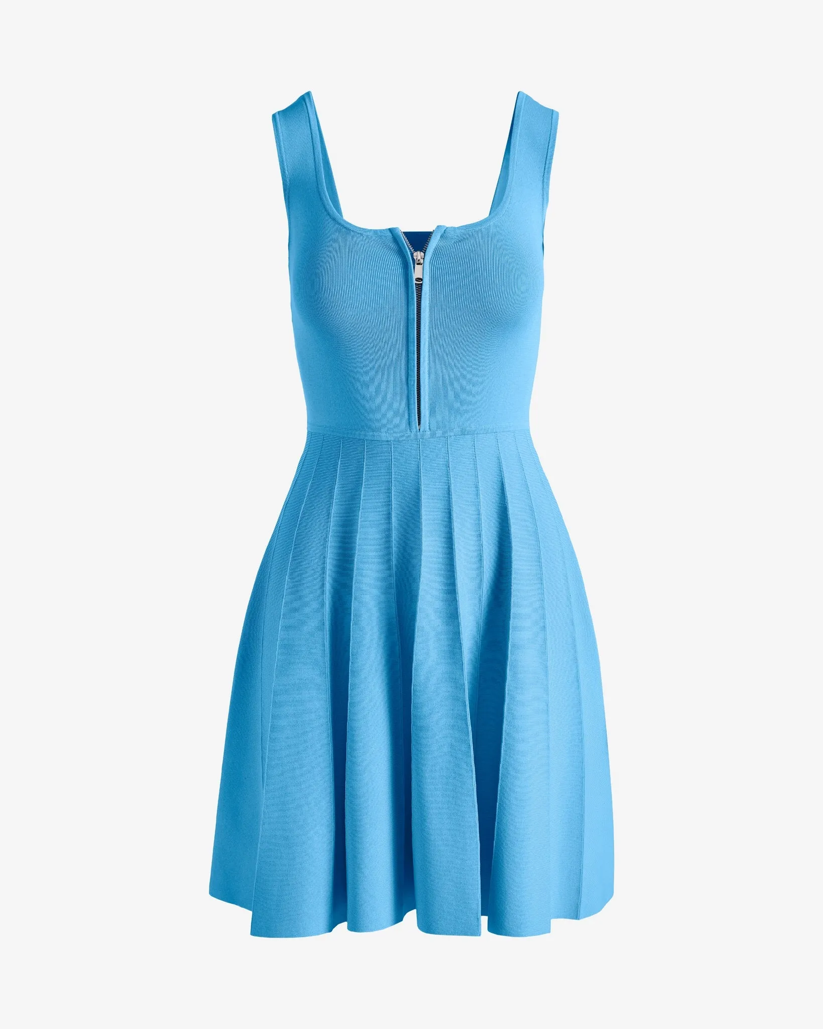 Zip Front Fit and Flare Sweater Dress Ethereal Blue sold by Boston Proper product image thumbnail 2
