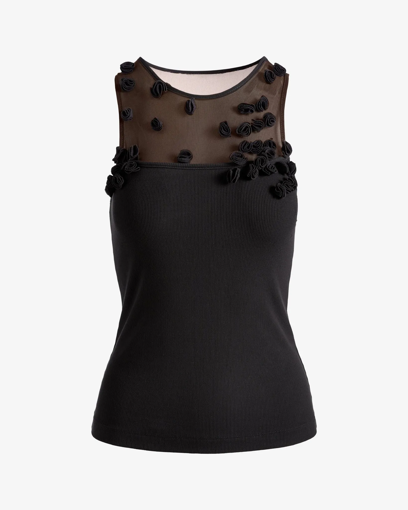 Floral Appliqué Mesh Knit Top Black sold by Boston Proper product image thumbnail 2