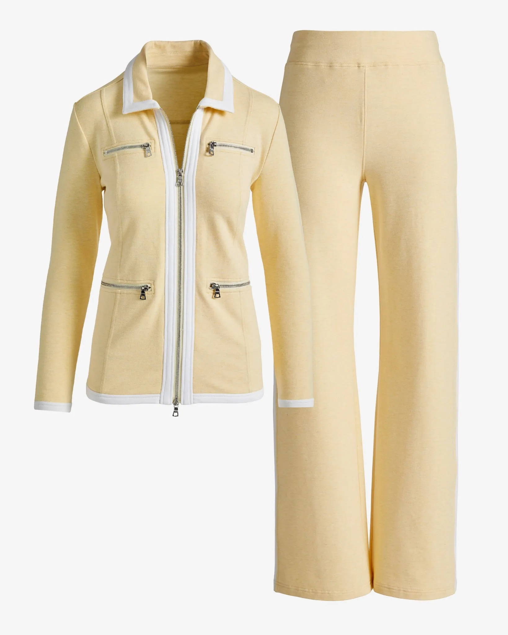 Chic Zippered Collared Sport Set Heather Yellow sold by Boston Proper product image thumbnail 2