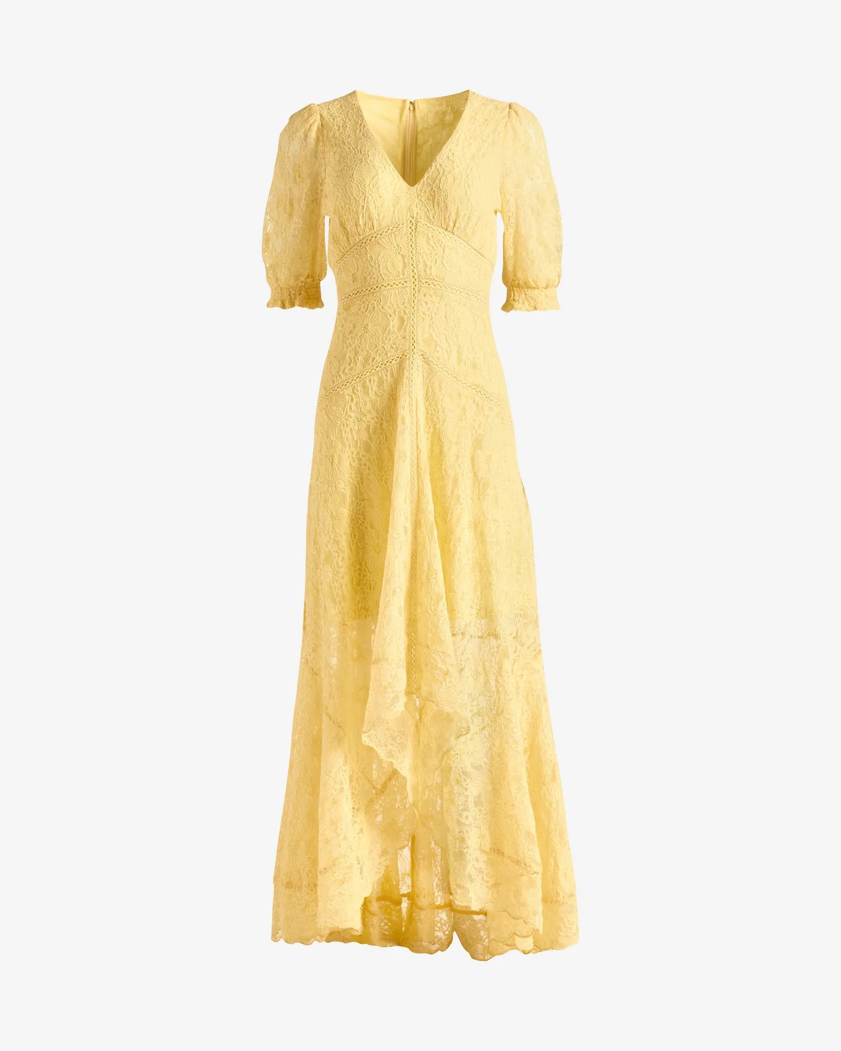 Lace High Low Puff Sleeve Maxi Dress Yellow sold by Boston Proper product image thumbnail 2
