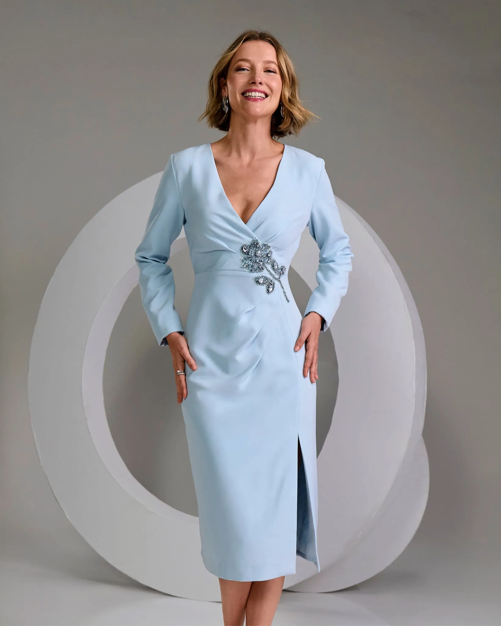 Surplice Embellished Sheath Dress Blue Cloud sold by Boston Proper