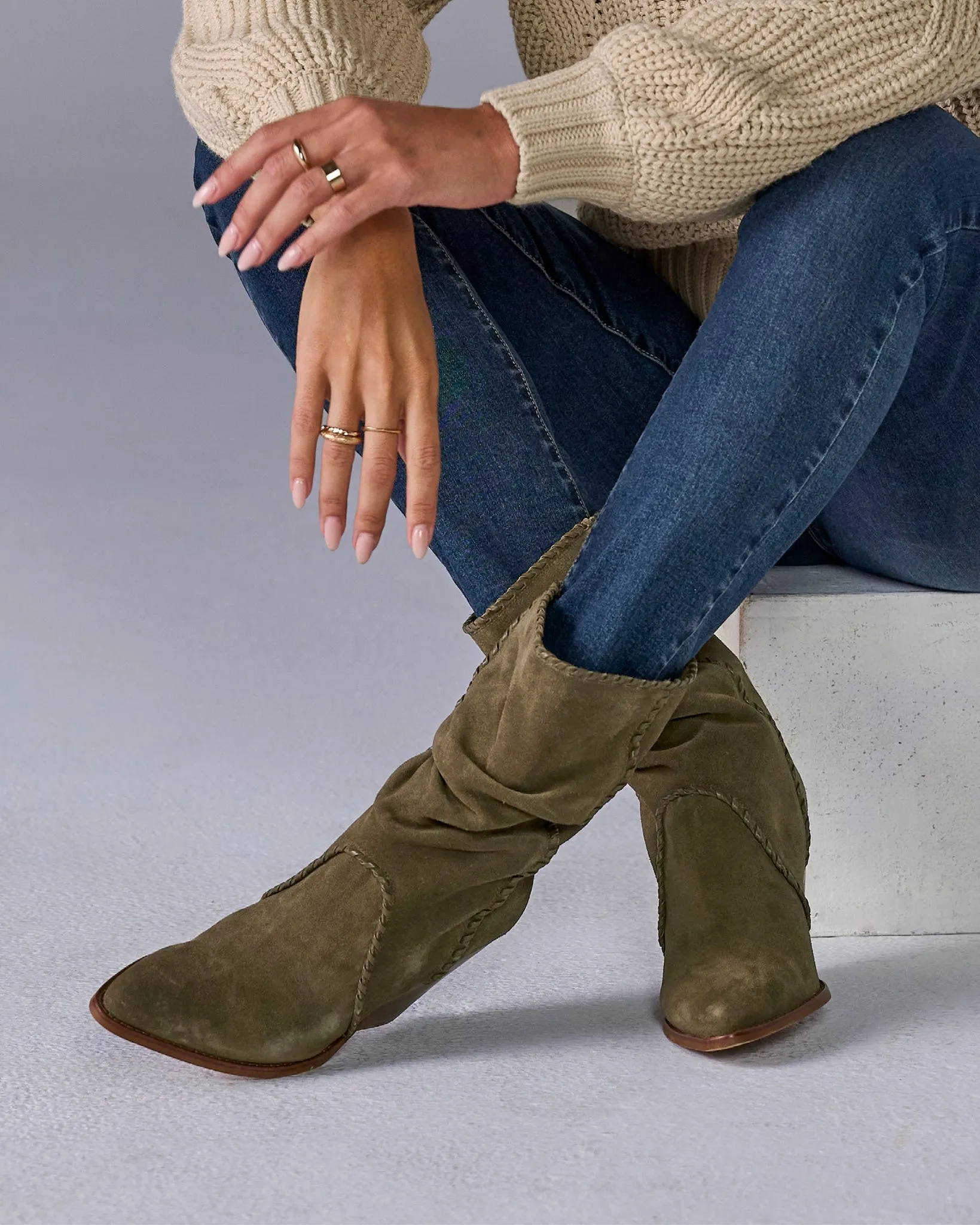 Dolce Vita Suede Slouchy Bootie Olive sold by Boston Proper product image thumbnail 2