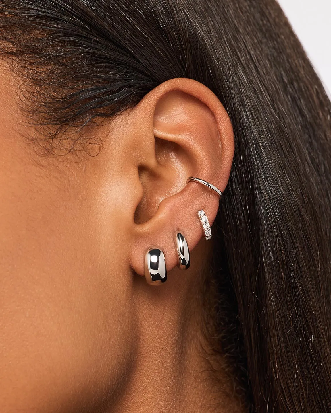 Silver Hoop Earrings - Giulia Bold Silver sold by Boston Proper product image thumbnail 2