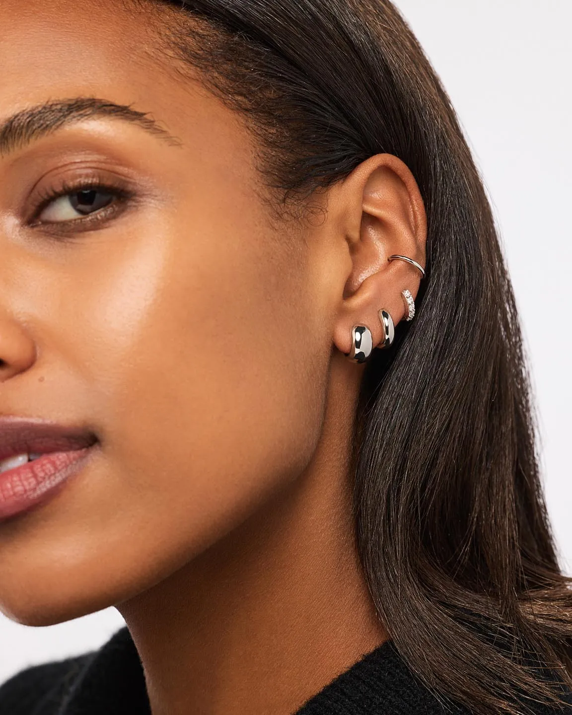 Silver Hoop Earrings - Giulia Bold Silver sold by Boston Proper product image thumbnail 4