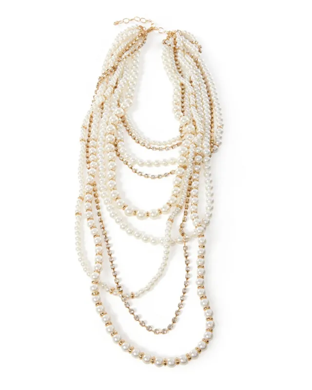 Long Layered Pearl Necklace White sold by Boston Proper