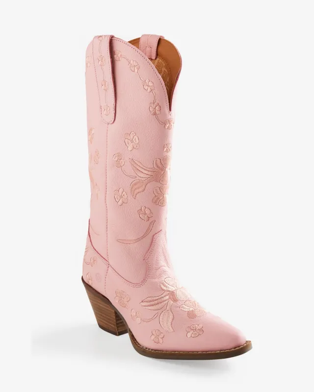 Dingo Embroidered Floral Western Boot Pink made by Boston Proper