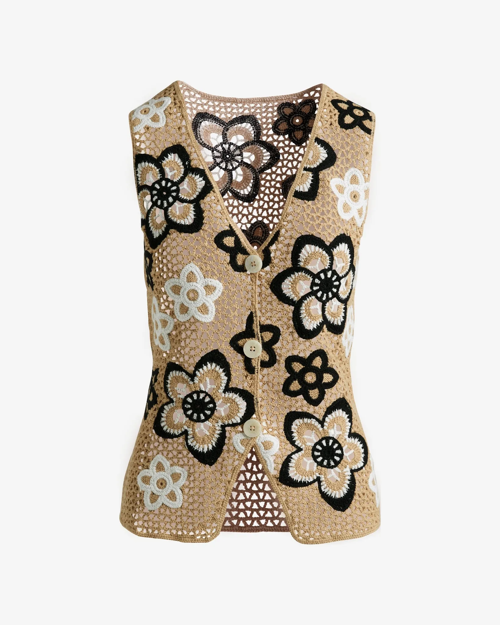 Crochet Sweater Vest Black/Natural sold by Boston Proper product image thumbnail 2