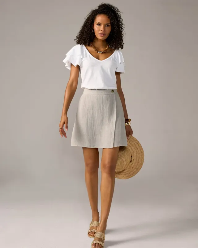 Flirty Linen Wrap Skort Flax sold by Boston Proper