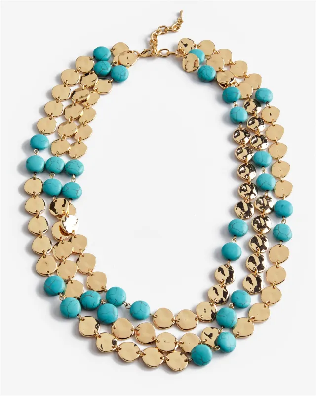 Gold and Turquoise Layered Coin Necklace Gold/Turquoise sold by Boston Proper