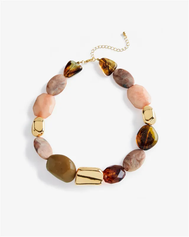 Pink and Natural Multi Stone Necklace Gold Multi sold by Boston Proper