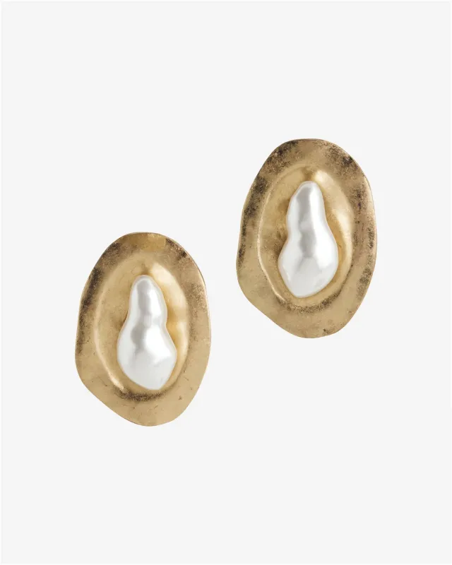 Modern Gold Pearl Stud White/Gold sold by Boston Proper