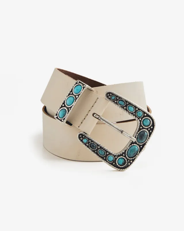 Western Turquoise Embellished Belt Beige Multi made by Boston Proper