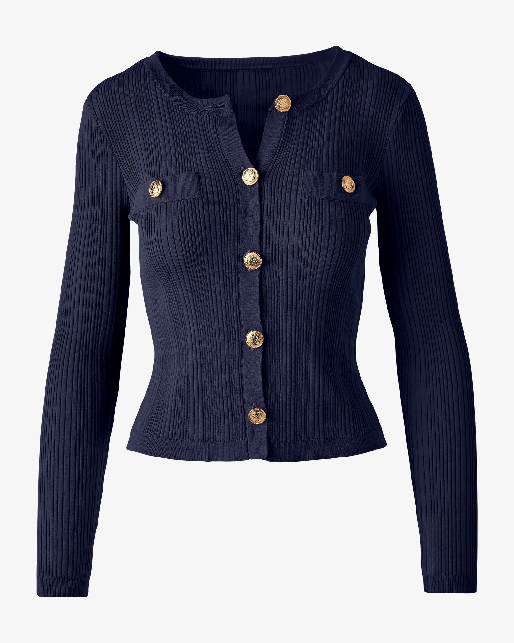 Crested Button Sweater Cardigan Navy sold by Boston Proper product image thumbnail 2