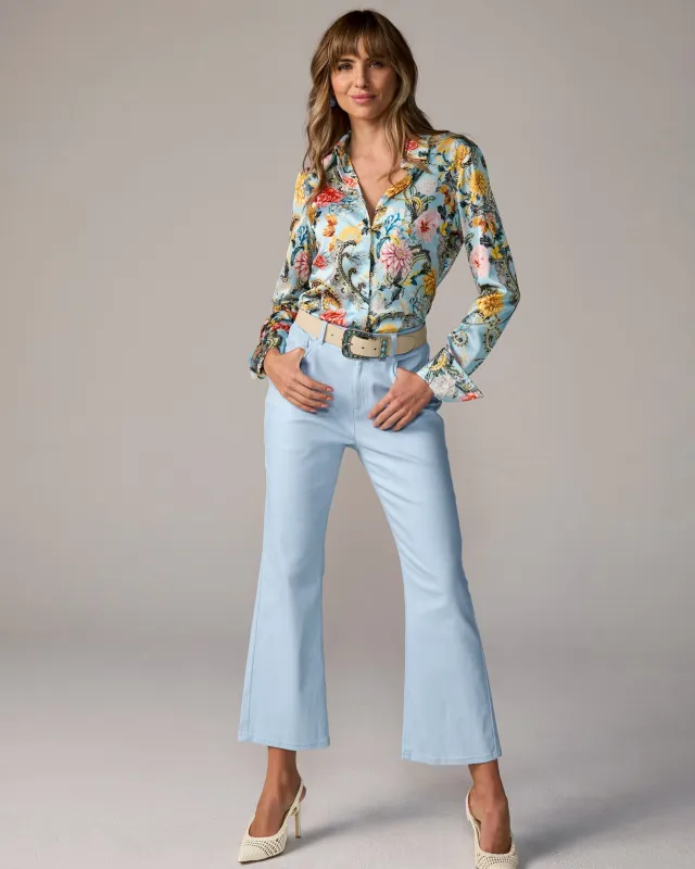 Monterey Kick Flare Coated Jean Corydalis Blue made by Boston Proper