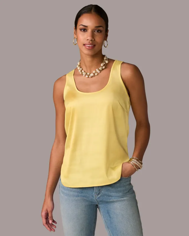 Samantha Scoop Neck Charmeuse Blouse Pale Banana sold by Boston Proper