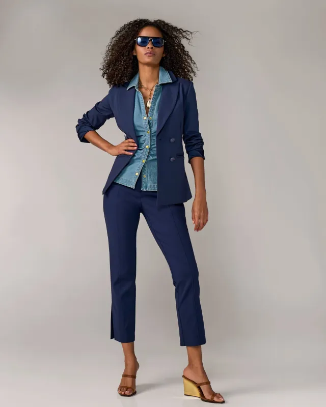 Newport Modern Slim Straight Side Slit Trouser Pant Navy made by Boston Proper