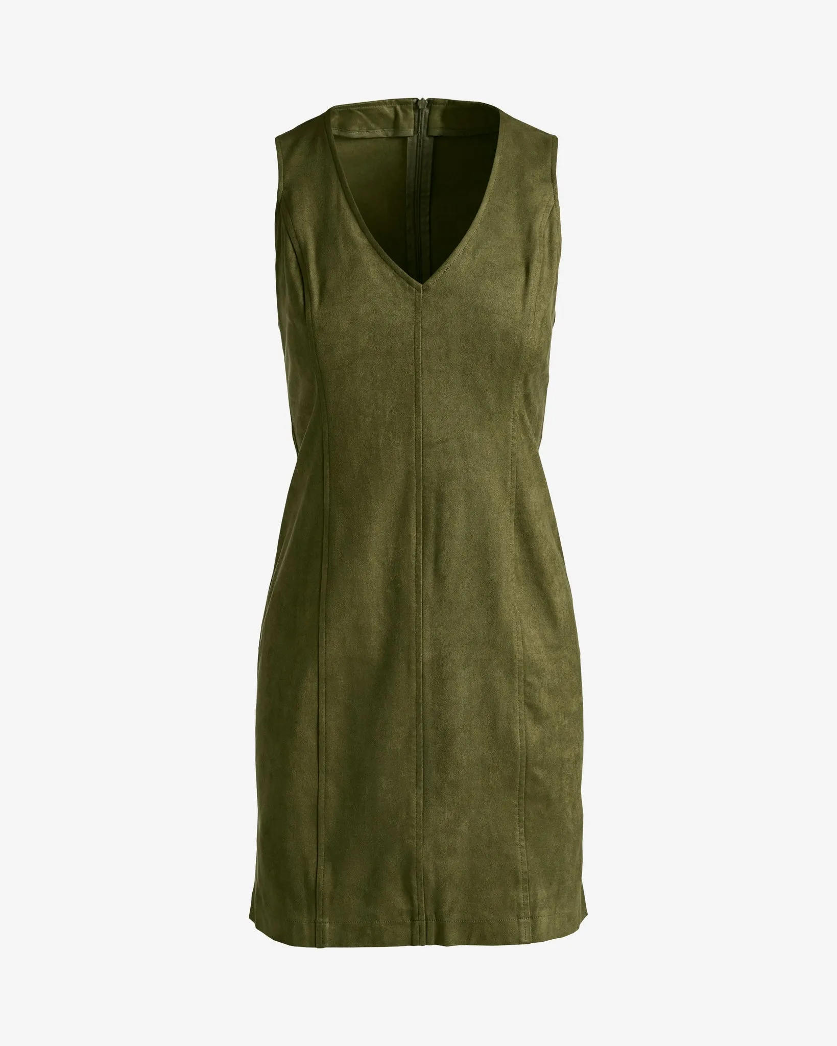 Faux Suede V-Neck Sleeveless Sheath Dress Olive sold by Boston Proper product image thumbnail 2