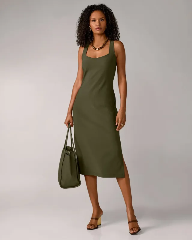 Beyond Travel Sweetheart Neckline Midi Dress Olive Night made by Boston Proper
