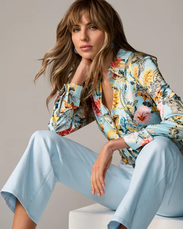 Print Sophia Charmeuse Blouse Paisley Garden sold by Boston Proper