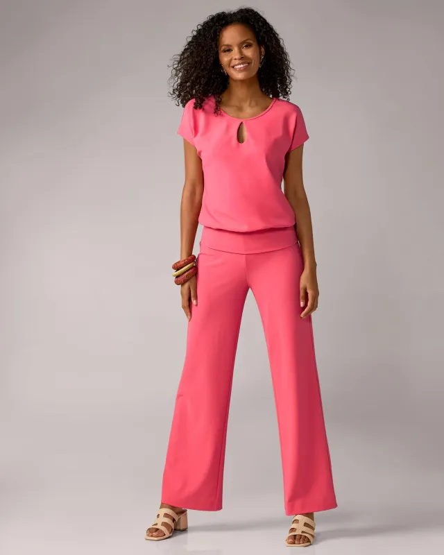 Beyond Travel High Rise Palazzo Pant Pink Lemonade made by Boston Proper
