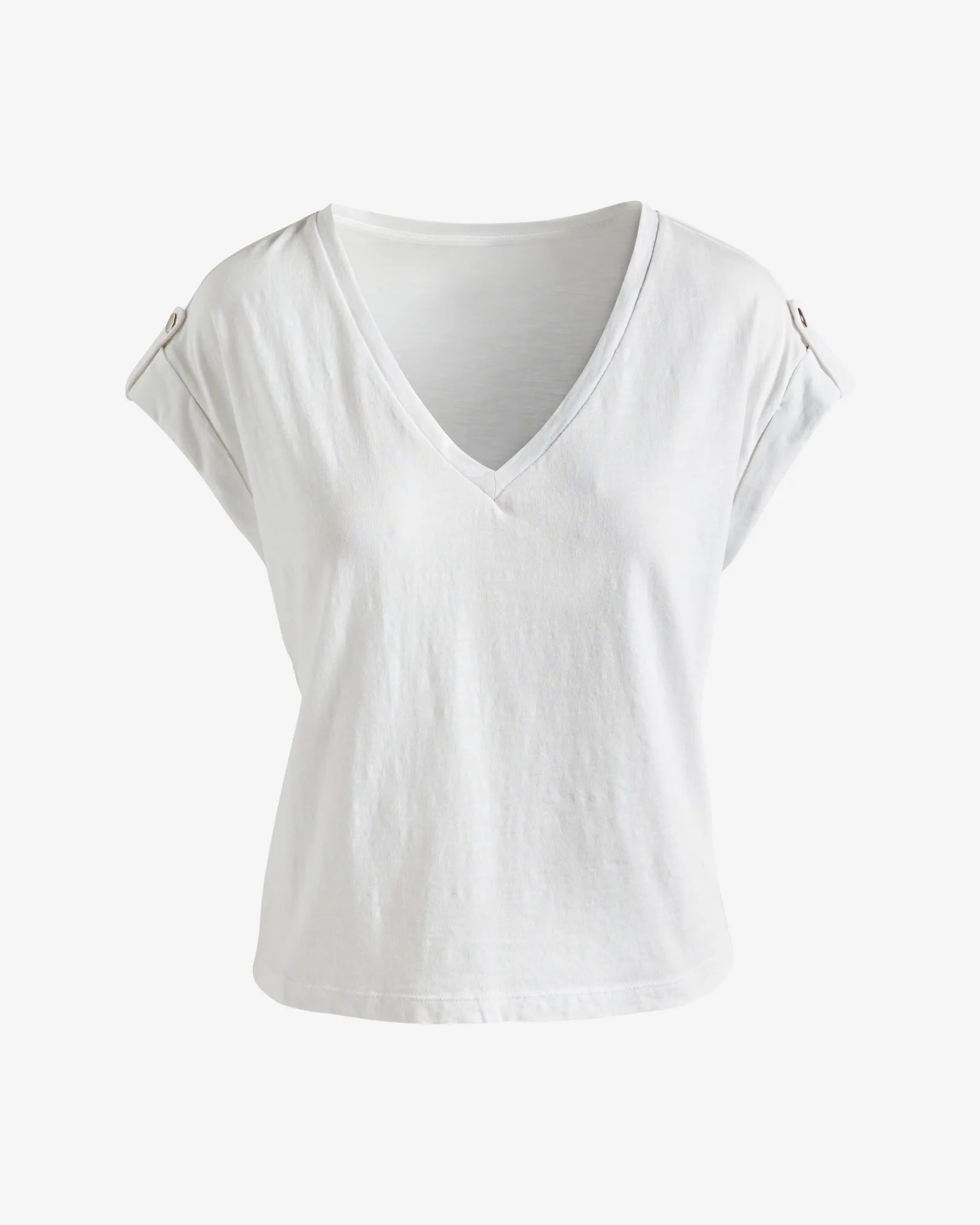 Slub V Neck Shoulder Detail Tee Pure White sold by Boston Proper product image thumbnail 2