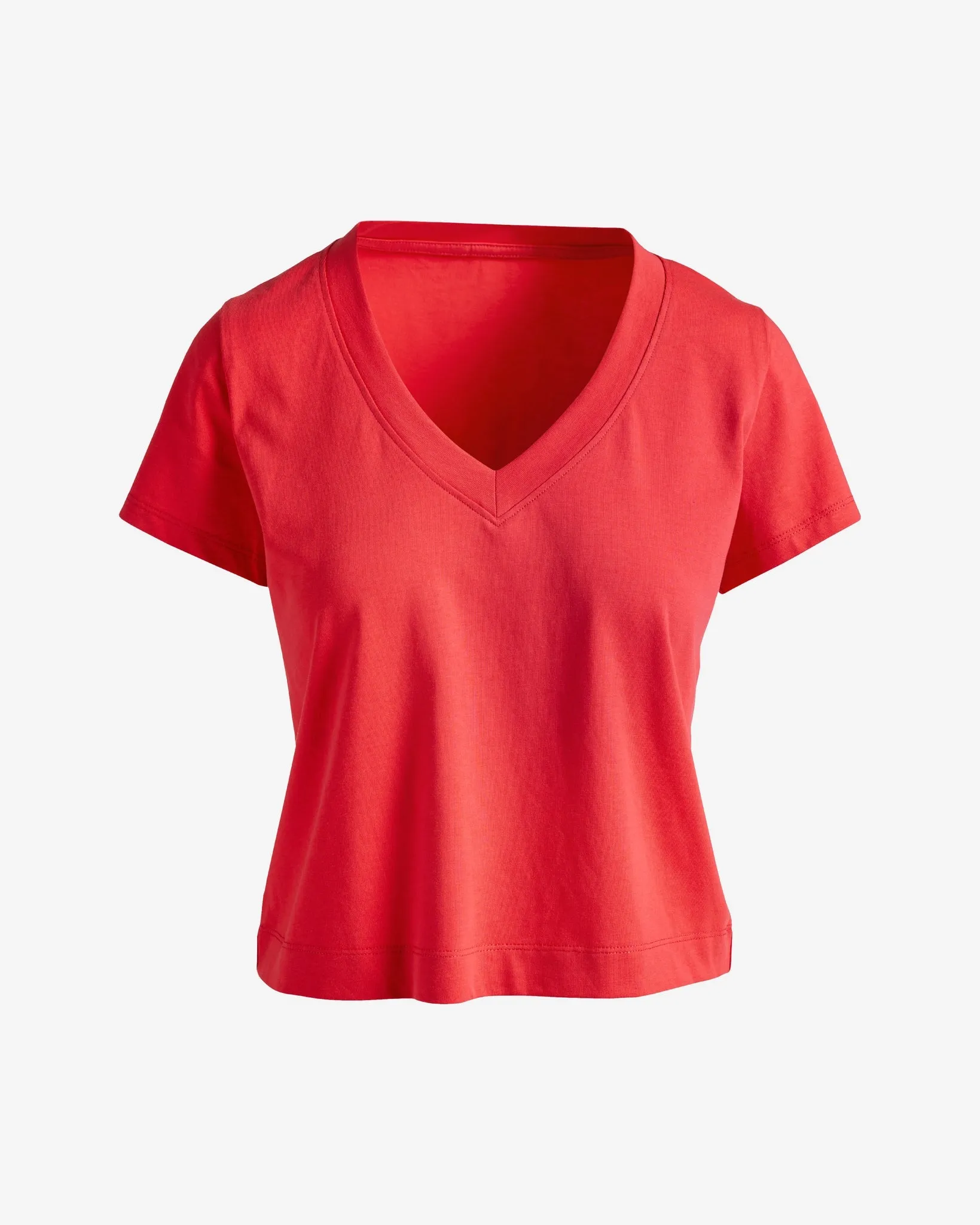 Cotton V Neck Short Sleeve Tee Hibiscus sold by Boston Proper product image thumbnail 2