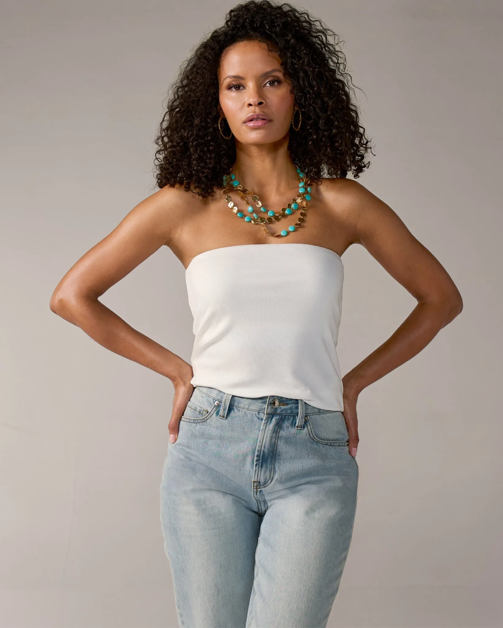 So Essential Ribbed Strapless Tube Top White sold by Boston Proper