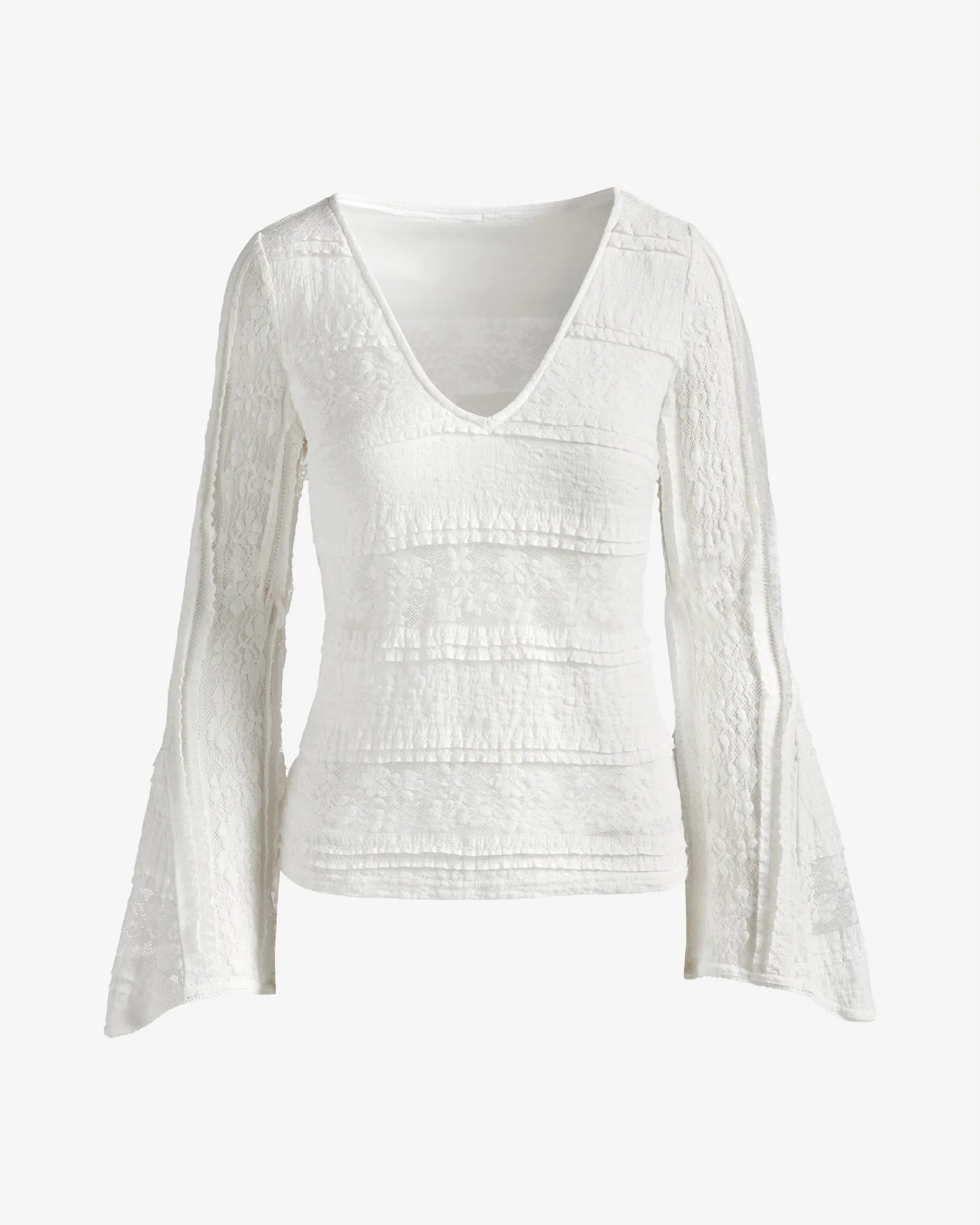 Flared Sleeve Lace Knit Top Pure White sold by Boston Proper product image thumbnail 2