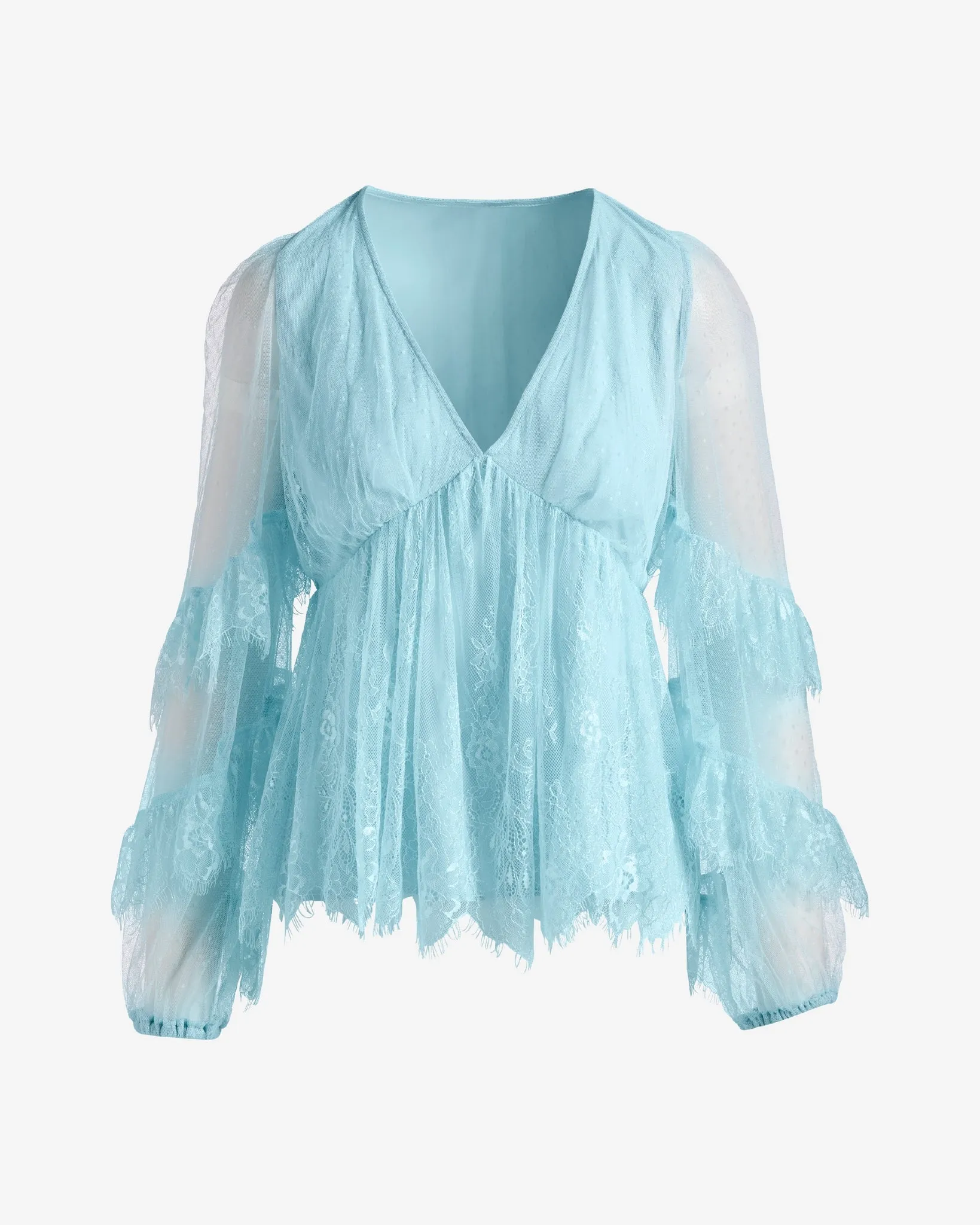 Delicate Mixed Lace Blouse Corydalis Blue sold by Boston Proper product image thumbnail 2