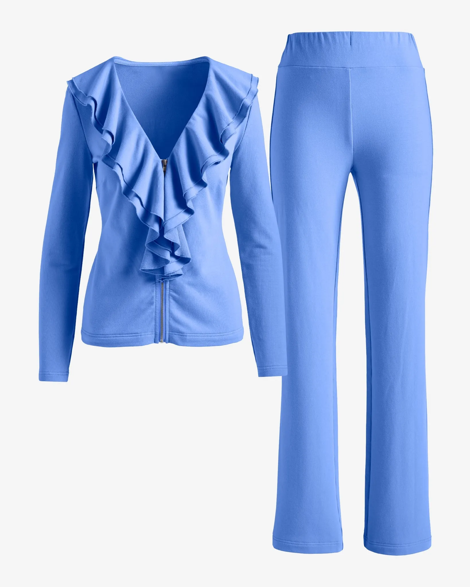 Ruffle Jacket and Pant Set Hydrangea Blue sold by Boston Proper product image thumbnail 2