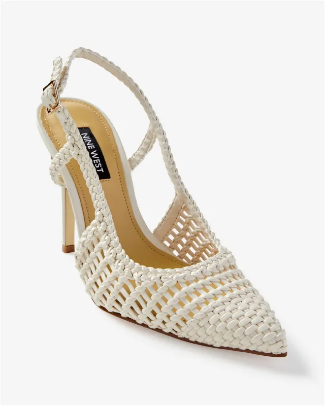 Nine West Interwoven Slingback Closed Toe Heel Cream made by Nine West