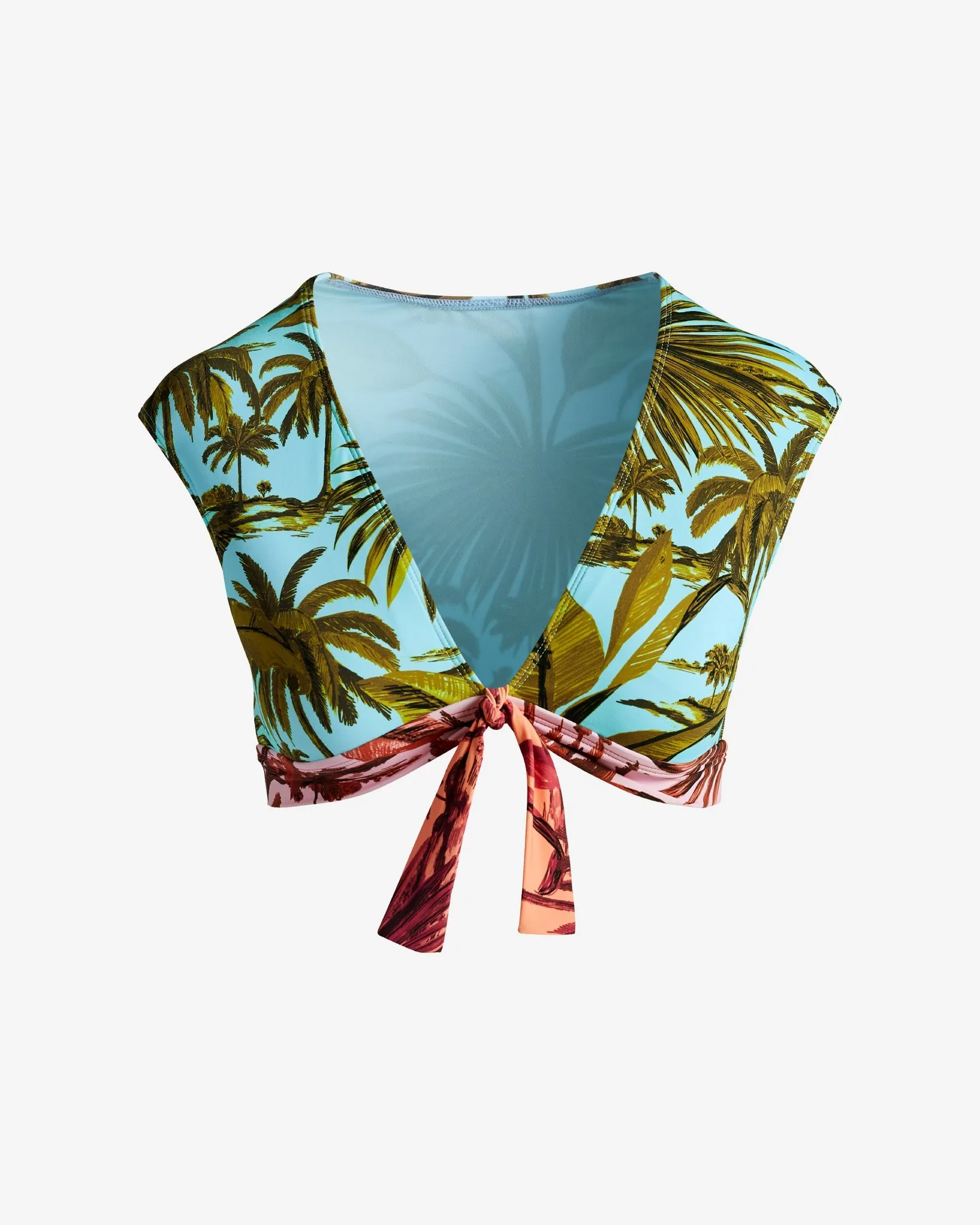 Bleu Rod Beattie Cap Sleeve Tie Front Crop Swim Top Multi sold by Boston Proper product image thumbnail 2