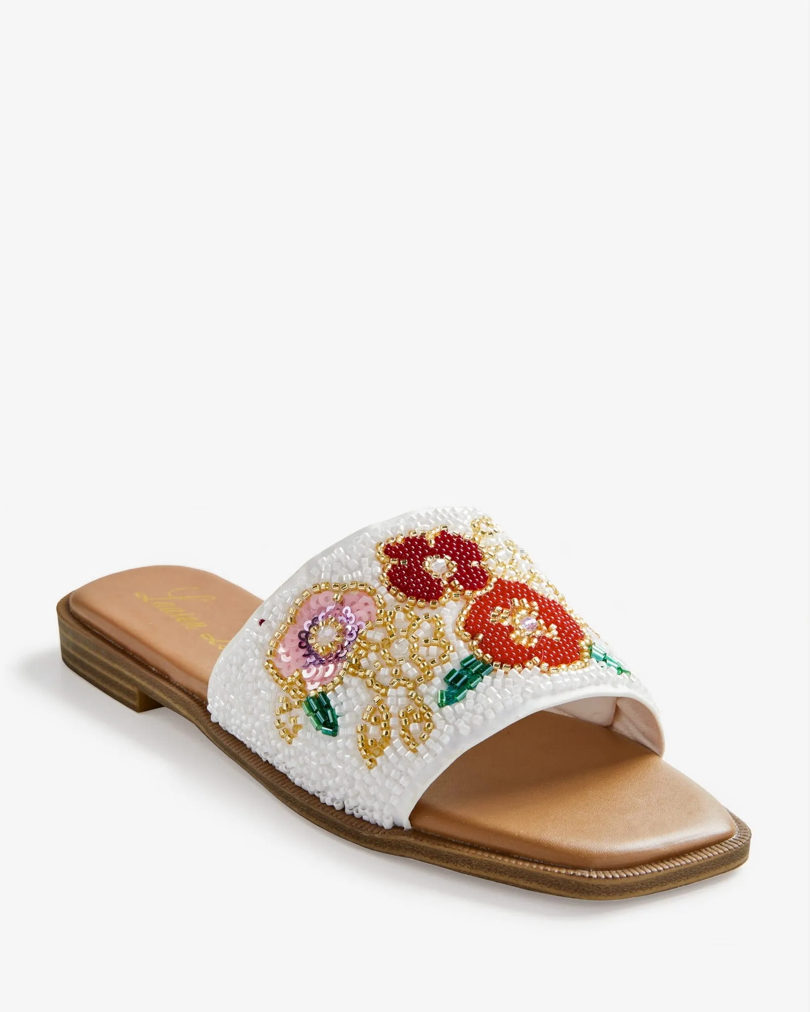Floral Beaded Sandal White Multi sold by Boston Proper